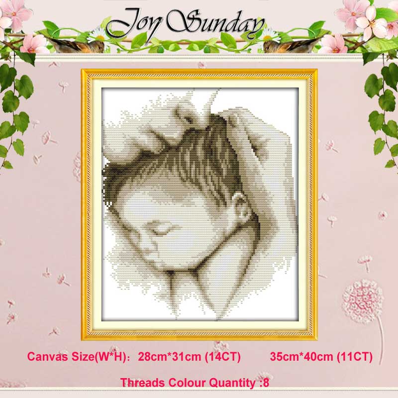 Angel Baby Girl Lover counted Cross Stitch 11CT 14CT Cross Stitch Set DIY Cross-stitch Kit Embroidery Needlework: Embrace / 14CT picture printed