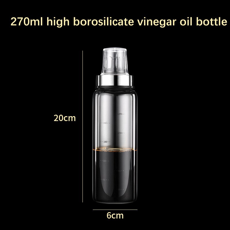Cooking Seasoning Bottle Oil Vinegar Dispenser Soy Sauce Olive Glass Oil Bottle Oil Container Honey Pot Condiment Bottles tools: 270ml New oil bottle