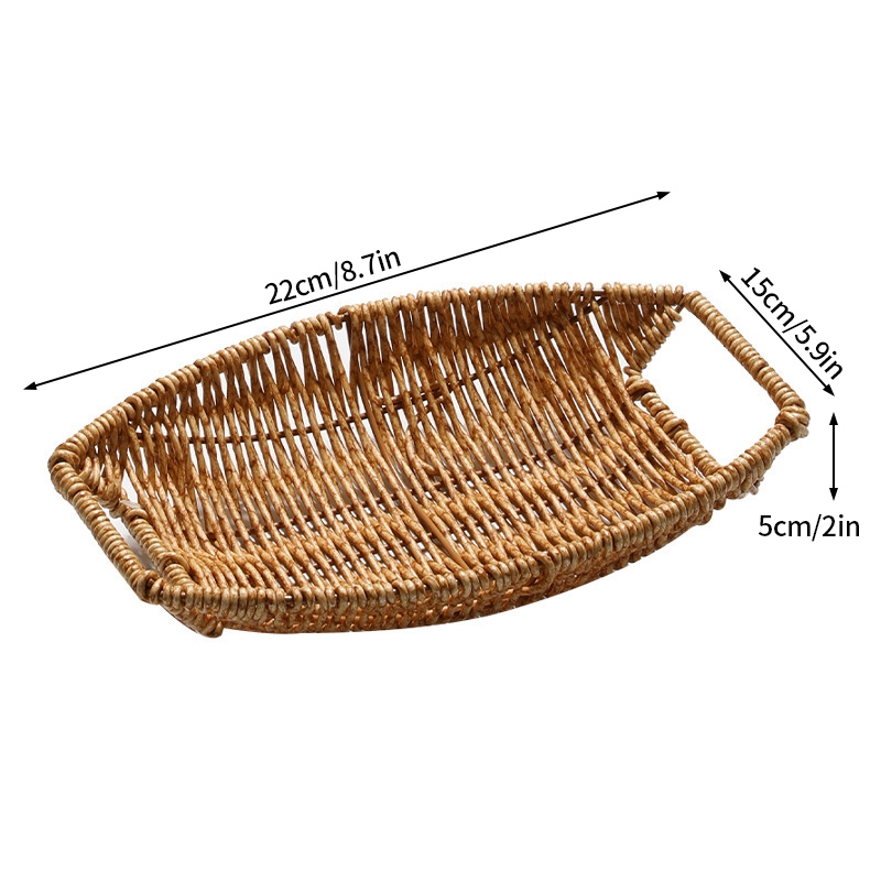 Rattan frugtbrød snacks opbevaringsbakke kaffebar opbevaringskurv nordisk desktop kosmetik diverse organizer køkken opbevaringskasser: Rød