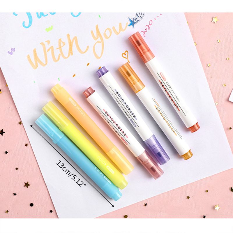 6 Stks/set Markeerstift Pastel Fluorescerende Marker Pennen Voor Journaling School Kantoorbenodigdheden 6 Kleuren
