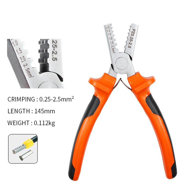 Crimping Tube Terminal Pliers 0.25-35mm GERMAN Style Mini Crimper Pliers electrical Bootlace 1200pcs Terminal VE Crimping Tools: PZ 0.25-2.5A