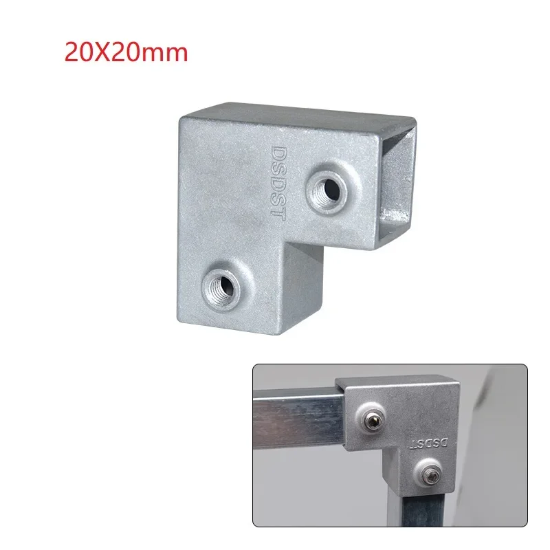4 Stück 20 x 20 mm Vierkantrohrverbinder aus Aluminiumlegierung, 20 mm Vierkantrohrverbindung, schweißfreier T-Befestigungsverbinder: Silber