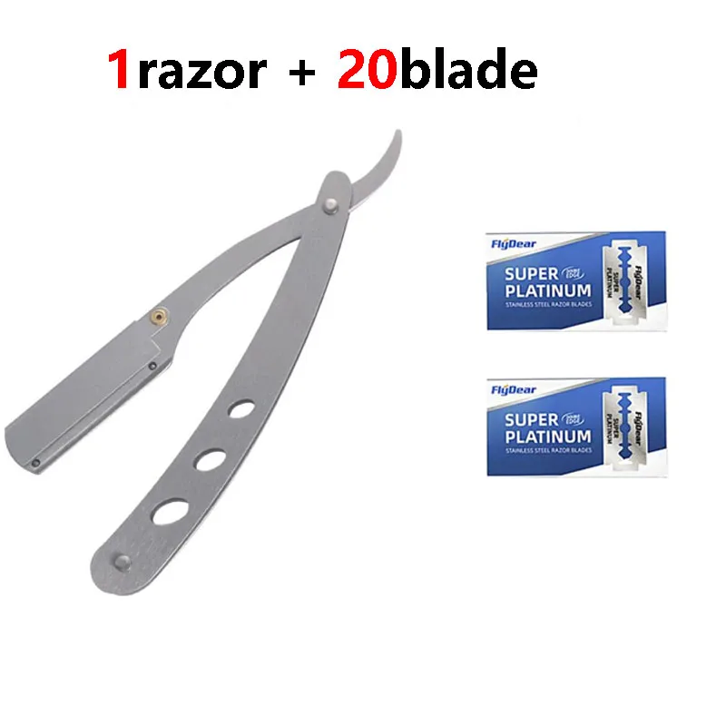 Männer Professionelle Barbier Rasierer Manuelle Rasierer Gerade Kante Edelstahl Rasierer Klapp Rasieren Rasur Mit Klinge: Silber
