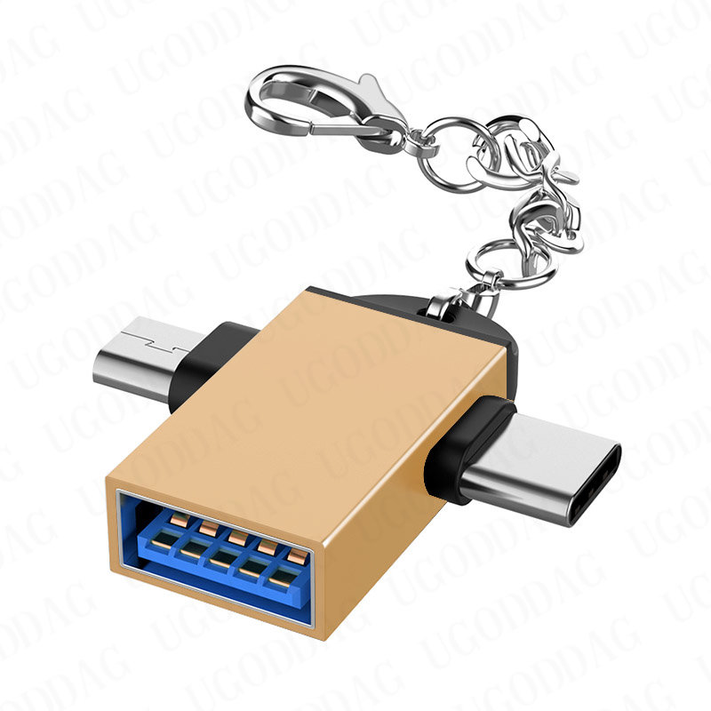 OTG Type C Adapter 2 in 1 Micro Usb to USB C Adapter Mobile Phone Flash Drive Reader Mouse Connector USB Cable Converter: GRAY