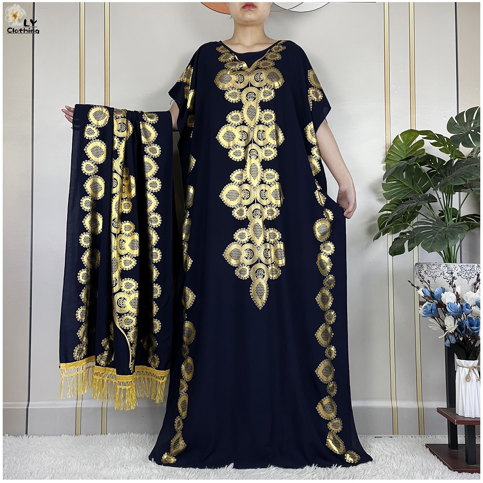 Stijl Afrikaanse Abaya Zomer Korte Mouw Losse Jurk Katoenen Moslim Maxi Femme Jurk Met Grote Sjaal Dubai Islam Casual Gewaad