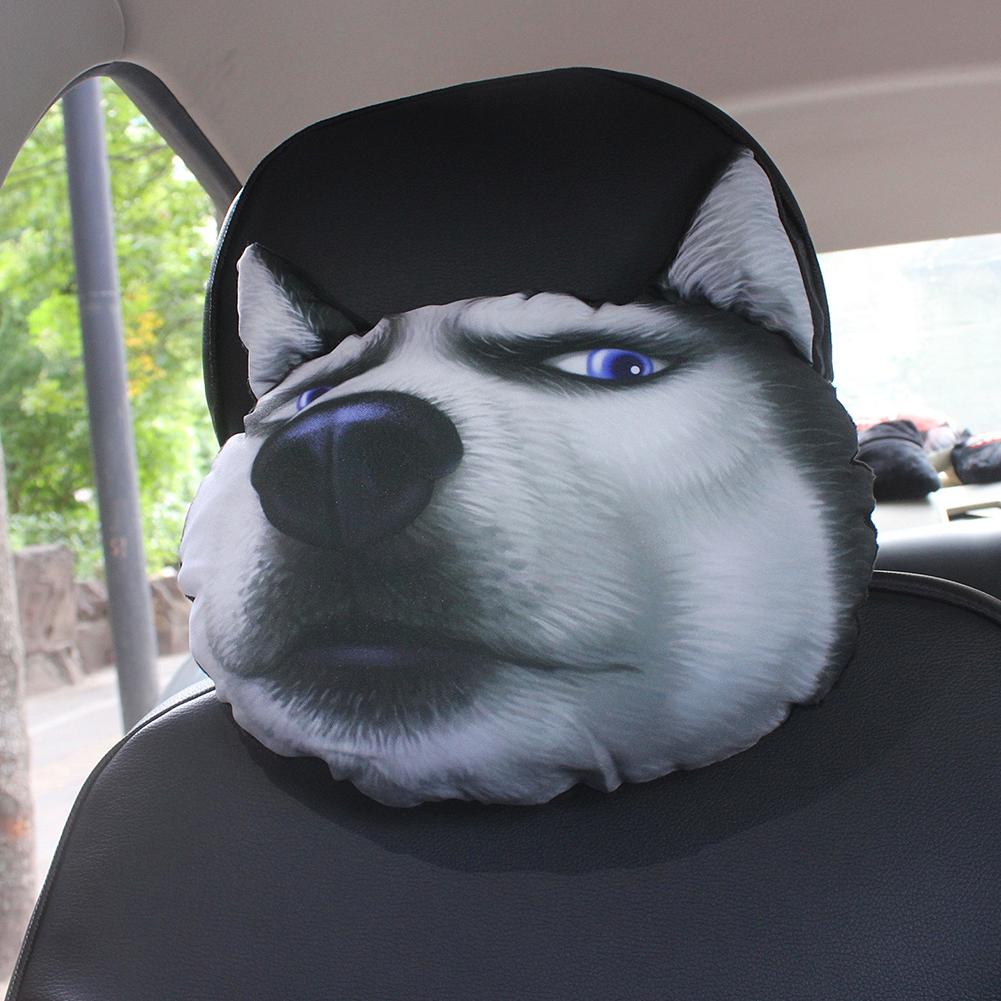 Appui-tête en forme d&#39;animal mignon pour voiture, coussin de cou et de tête de chien Cool, oreiller de taille avec noyau + coussins en charbon actif