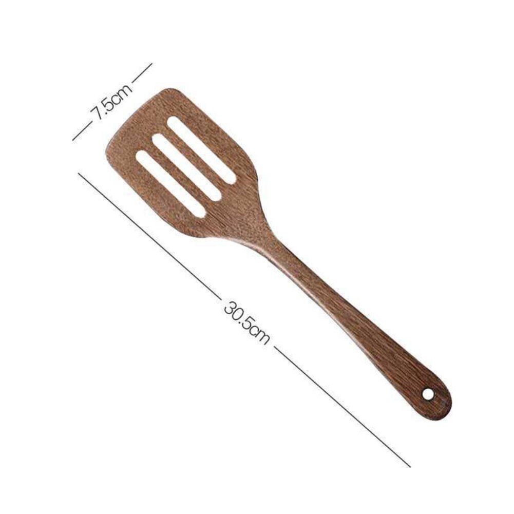 1pcs Wood Kitchenware Cooking Utensils Non-stick Cookware Spatula Strainer Shovel Spoon Wooden Handle Kitchen Cooking Tool: D