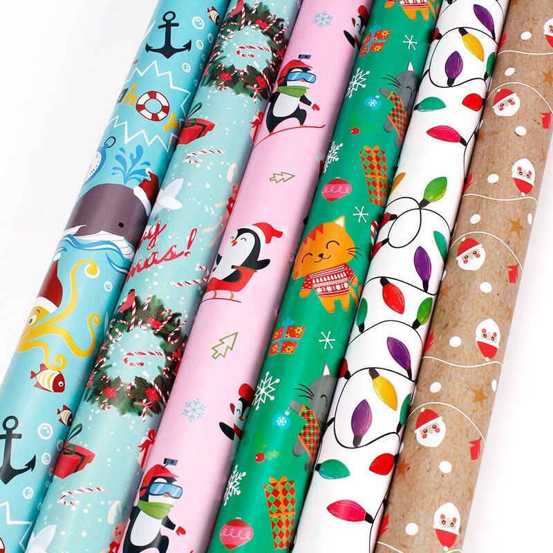 10pcs Christmas Wrapping Paper Cartoon Box Packaging Flower Wrapping Paper