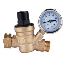 Brass Water Pressure Regulator 3/4 Lead-Free with Gauge Adjustable Water Pressure Regulator,Build-in Oil (NH Threads) 94PC