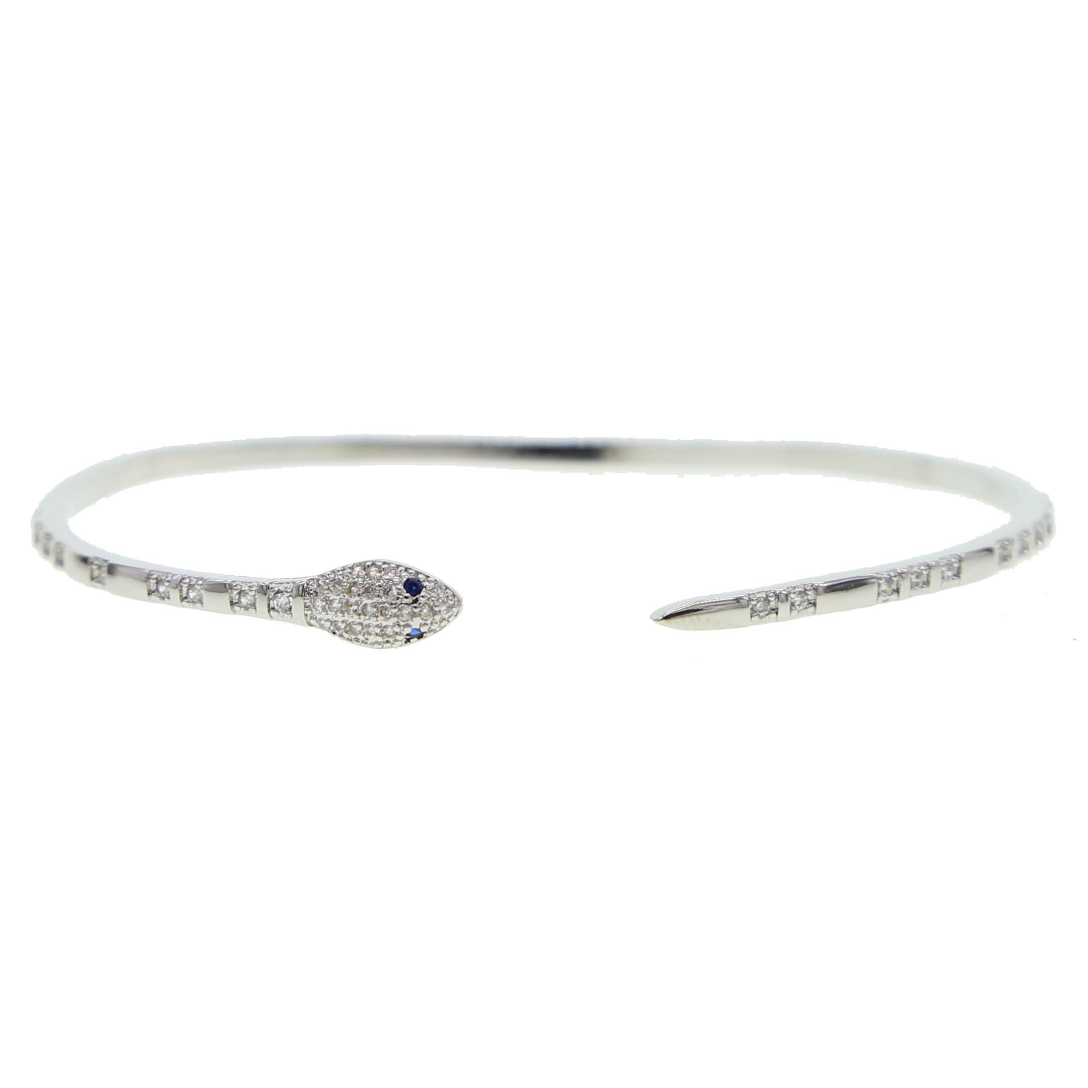 Snake Charm Armbanden Voor Elegante Vrouwen Zirconia Snake Armband & Bangle Verstelbare Pulseras Mujer: Platinum Plated