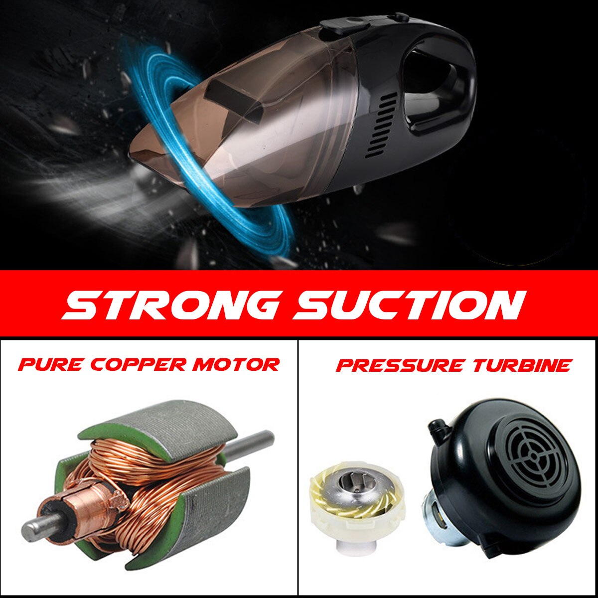 12V 120W Car Vacuum Cleaner Handheld Wet Dry Mini Hand Held Auto Dust Duster