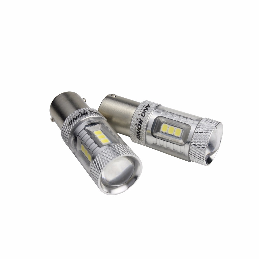 ANGRONG-bombilla LED de freno trasero, luz blanca de alta potencia, BA15s P21W S25 R5W R10W 1156, 2 uds.