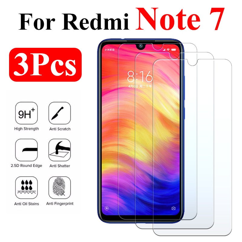 3 pz/lotto vetro protettivo acceso per Xiaomi Redmi Note 7 temperato Xiomi Redme Note7 protezione dello schermo armatura Xaomi rosso Mi non 7 Xiami