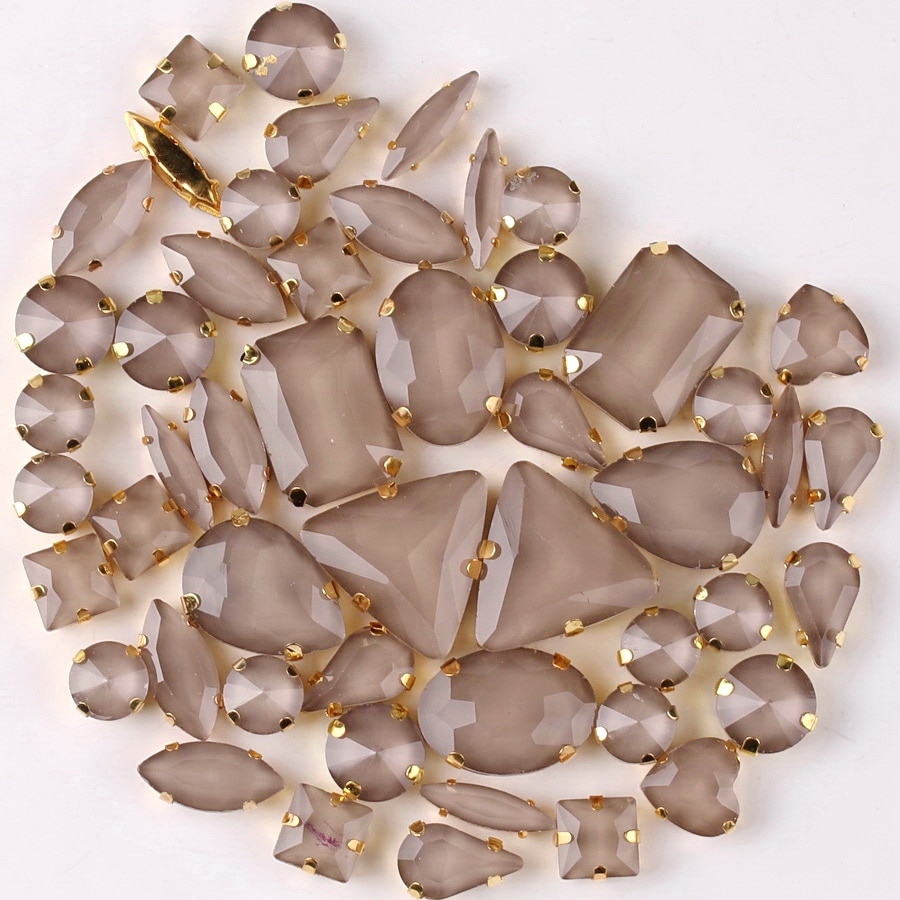 Gouden klauwzettingen 50 stuks/zak vormen mix gelei snoep lt topaas glas kristal naaien op strass bruidsjurk schoenen tassen doe-het-zelf