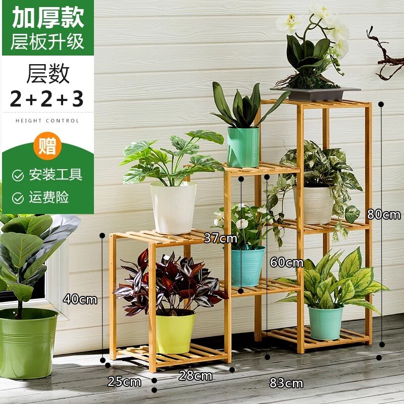 Woonkamer Partitie Bloem Plank Balkon Multilayer Vloer Combinatie Indoor Succulent Groene Dille Plant Massief Houten Bamboe Rek