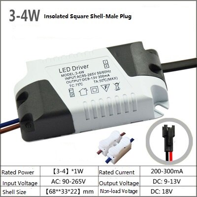 mini ballastmotstand konstant strøm sjåfør 12 watt drivkraft 3 downlight 4 søkelyset 5 taklampe 7 ballast 12w 55v: 3-4w