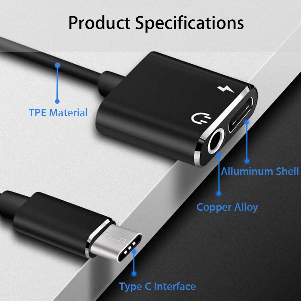 USB C naar Jack 3.5 Type C Kabel Adapter Voor Huawei P20 Pro Xiao mi mi 6 8 Note3 mi x USB Type C 3.5mm AUX Oortelefoon Converter