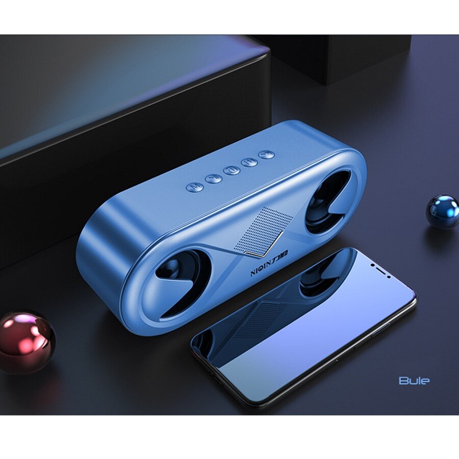 Draadloze Bluetooth 5.0 Speaker 4D Stereo Sound Luidspreker Draagbare Outdoor Dubbele Luidsprekers Ondersteuning Tf Card/Usb Drive/Aux: Blauw