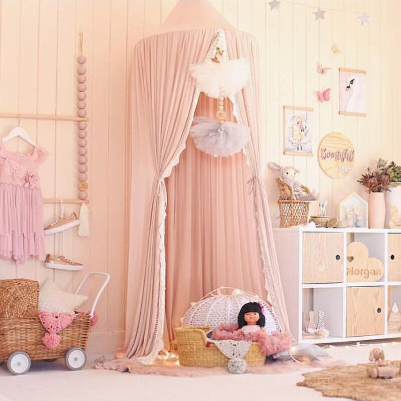 Chiffon Lace Nordic Style INS Children&#39;s Tent Simple Baby Mosquito Netting Home Decoration Cute Lovely Net Tent: Pink