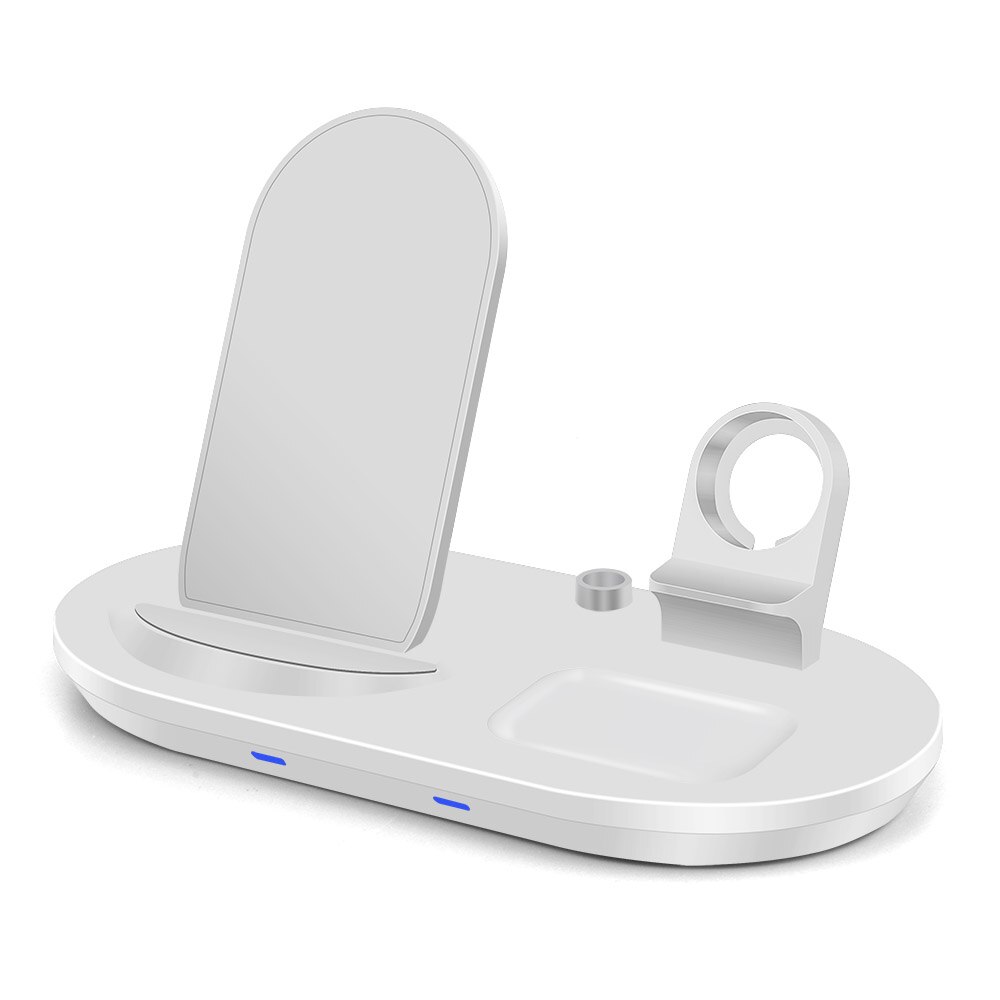 15W 3 in 1 Wireless Charger Dock Station For iPhone 12 11 XS XR X 8 AirPods Pro iWatch Apple Watch 6 SE 5 4 3 Qi Charging Stand: Stand White