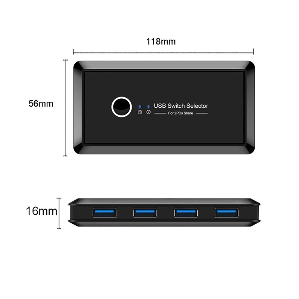 Usb kvm switch box usb 3.0 2.0 switcher 2 ports stk deler 4 enheder til tastatur mus printer monitor med 2 usb kabel