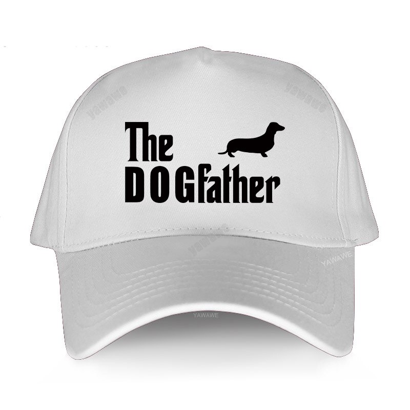 Dachshund Sausage Dog The Dogfather Funny Baseball cap Men Summer Casual Dad hat Unisex adjustable hip hop caps: white