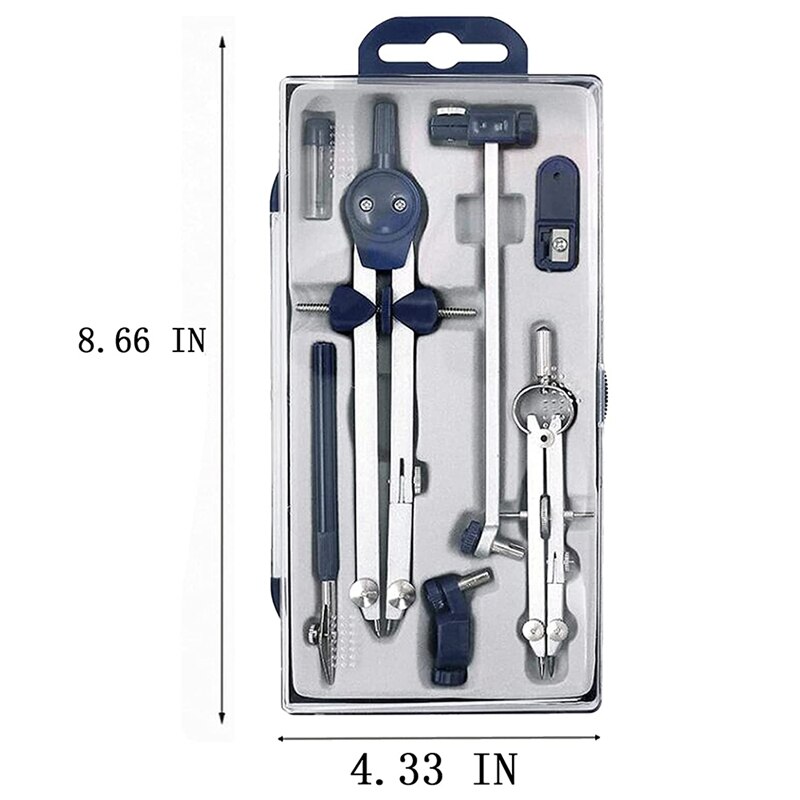 9Pc Drafting Compass for Geometry Set Tool Compass Drawing Tool for Geometry for Drafting, Math, Drawing, Engineer Tool