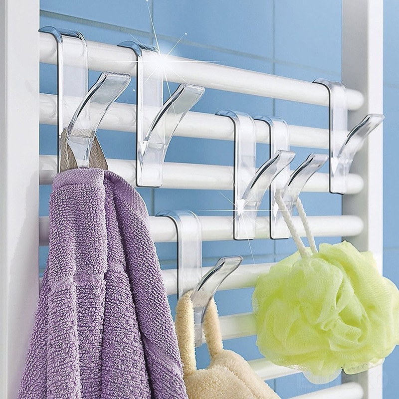 Witte Clear Hanger Voor Verwarmde Handdoek Radiator Rail Kleerhanger Keuken Bad Haak Houder Plegable Sjaal Hanger