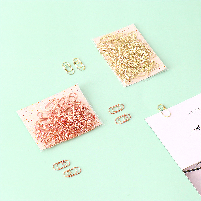 50pcs Kawaii Love Heart Paper Clips Tickets Photo Binder Clips Bookmarks Tiny Clips for Paper Korean Stationery Office Supplies