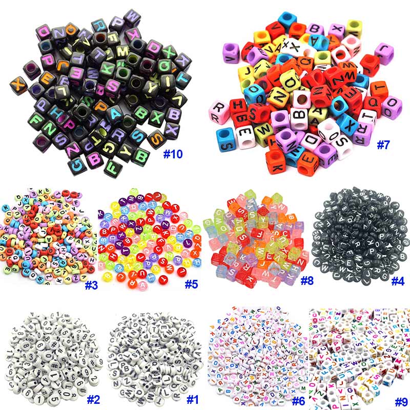 DIY Square Round Acrylic Alphabet Spacer Loose Beads For Necklace Bracelet Letter Beads Charms Jewelry Making SMR88