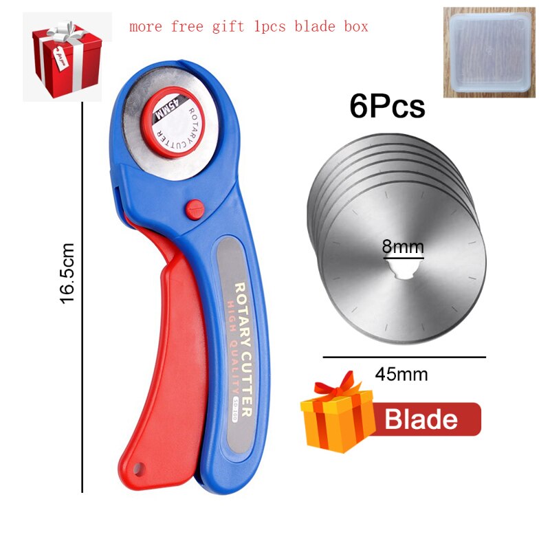LeatherCraft 45mm Rotary Cutter Leather Cutting Tool Fabric Cutter Circular Blade DIY Patchwork Sewing Quilting Fit Olfa Cut: BLUE2 WTIT6 blades