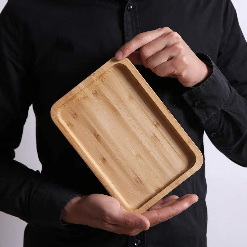 Bambus hölzern Tablett Bambus Pizza Tee Tablett Japanese rechteckig Haushalt Kuchen Brot fest Holz: Braun