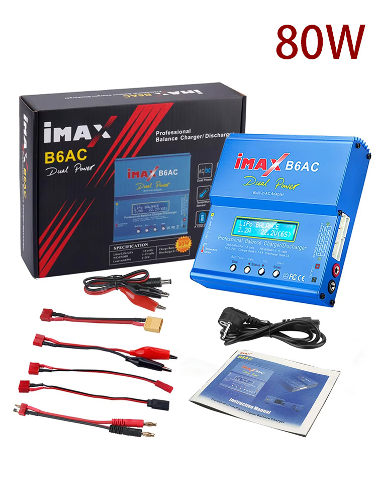 HTRC iMAX B6 AC RC Battery Charger 80W B6AC 6A Balance Charger Digital LCD Screen Li-ion LiFe Nimh Nicd PB Lipo Battery Charger: WHITE / us
