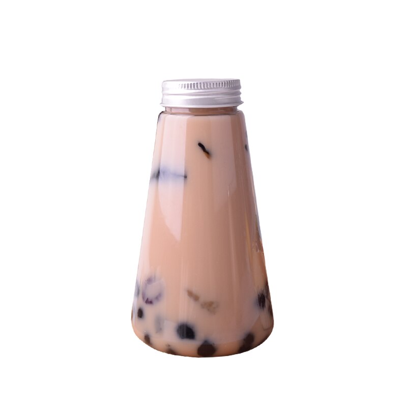 10 Stuks 350Ml Plastic Huisdier Melk Thee Fruit Thee Verpakking Fles Creatieve Leuke Transparante Koud Drankje Koffie Sap Cup met Covers: transparent1