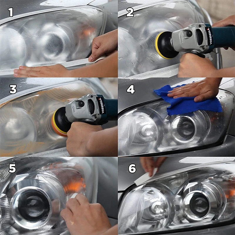 Headlight Restoration Kit DIY Car Headlight Polishing Tool Remove Yellowing & Scratches,Anti-Fogging UV Coating