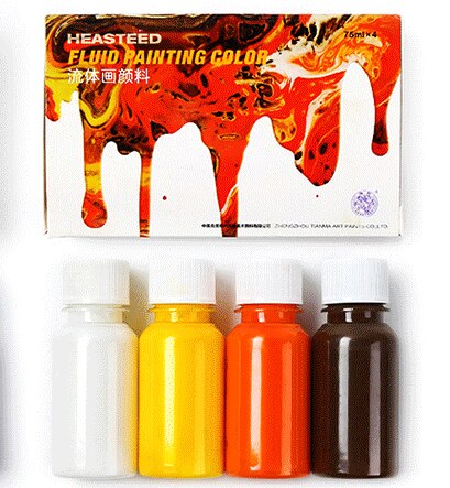 4 Bottles of Fluid Painting Paint Set Liquid Acrylic Silicone Oil Cell Fluid Painting Diy Graffiti Decorative Art Supplies oil: C 4x75ml