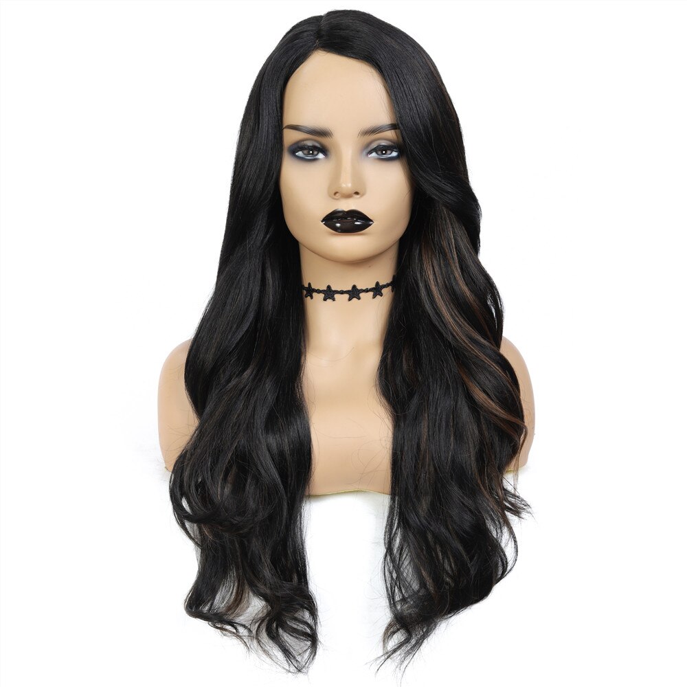 SOKU Pelucas długo brązowy falisty peruka syntetyczny Sznurówka przód peruki dla czarny kobiety Sznurówka peruka syntetyczny Glueless ciepło odporny Fiber peruki: F1B-30