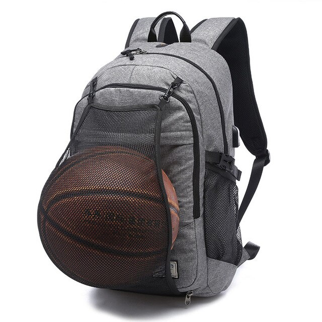 Outdoor Mannen Sport Gym Tassen Basketbal Rugzak Schooltassen Voor Tiener Jongens Voetbal Pak Laptop Tas Netto Voetbal sporttas: Light Grey