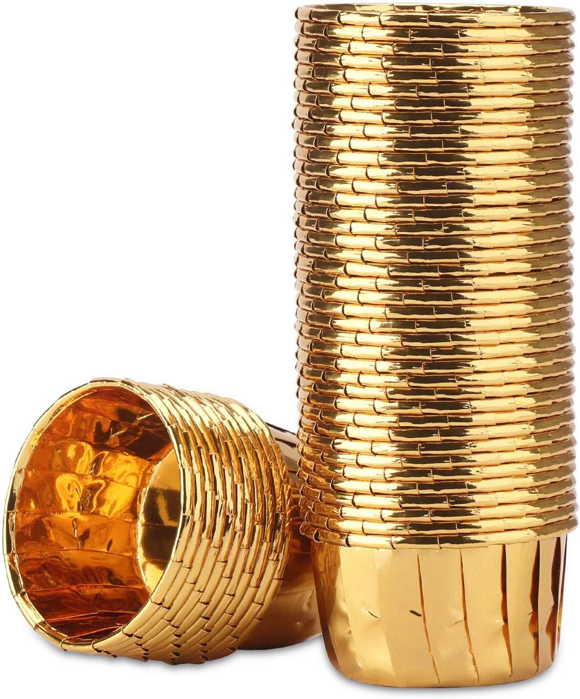 50Pcs Muffin Cupcake Paper Cup Oilproof Cupcake Wrappers Liner Case Baking Cup Tray Cake Mold Box for Birthday Party Pastry Tool: Gold