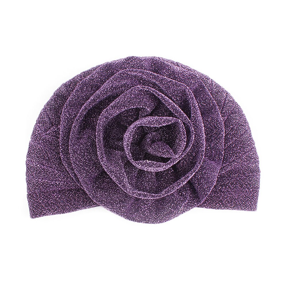Muslim Hat Big Flower Glitter Turban Hat Muslim Indian Cap Women Head Wrap Headwear Solid Color Women's Hat Breathable