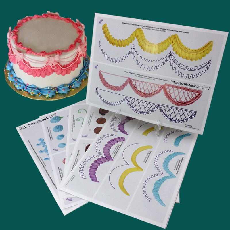 23 st/set tårta glasyr piping diy övning ritbräda mall papper dekor övning mall klistra fondant dekorera