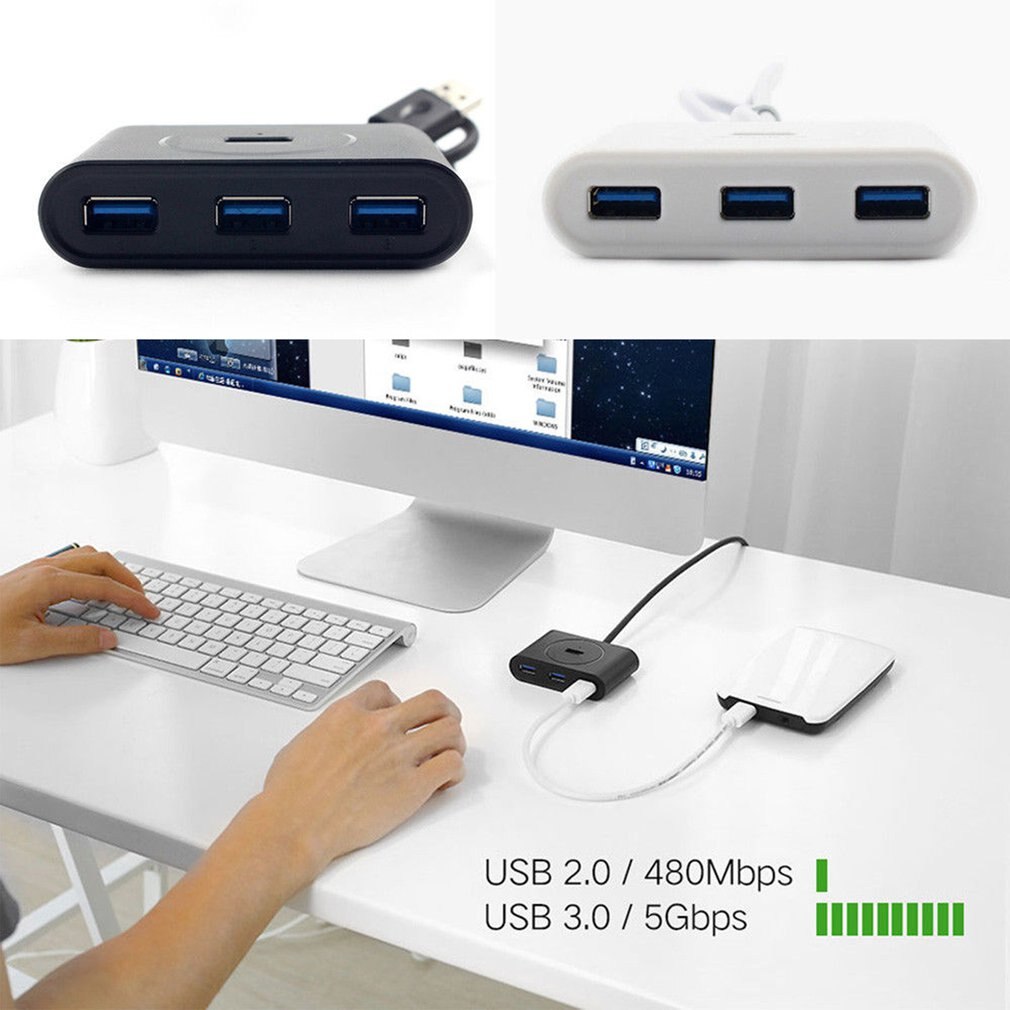 USB3.0 Deconcentrator 4 Ports Hub Splitter Connector Super Speed For PC Computer