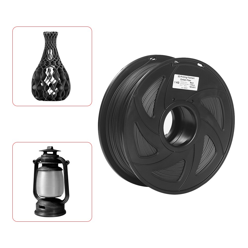Filamento de fibra de carbono para impresora 3D, carrete de Material 3D de precisión Dimensional +/-1,75mm para Ender Anycubic Anet, PLA, 0,02mm, 1kg