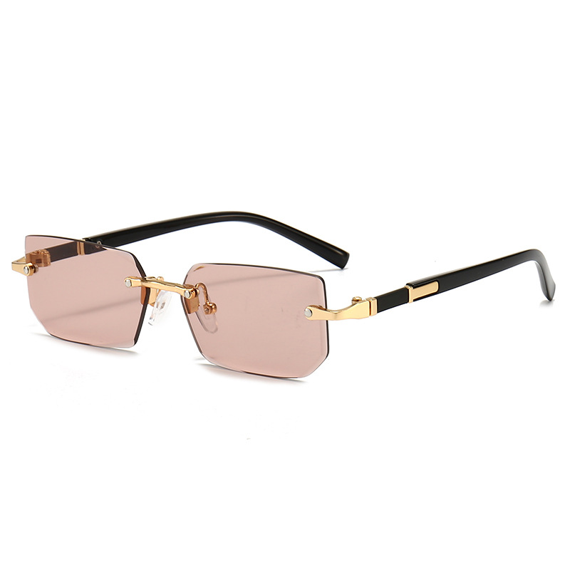 Gafas de sol sin montura rectangulares a la populares para mujeres y hombres, gafas de sol cuadradas pequeñas para mujer y hombre, gafas de viaje de verano: Rojo