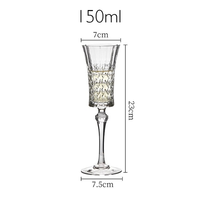 Copa de cristal tallada de estilo europeo, copas de vino de lujo con diamantes, para Bar, , hogar, Hotel: C-150ml
