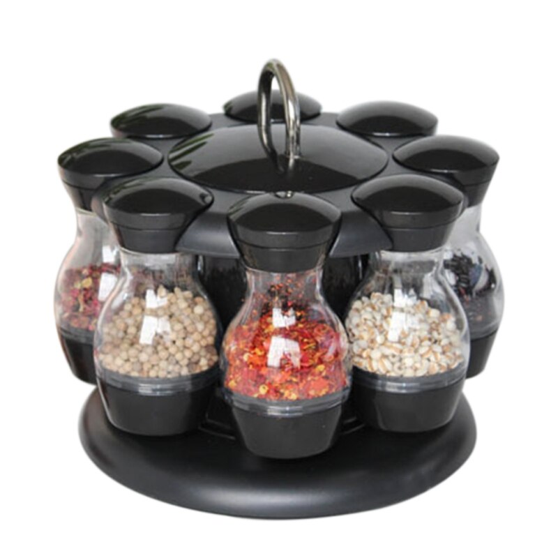 Roterende Cruet Kruiderij Kruiden Potten Set Voor Specerijen Peper Sprays Flessen Zout Shakers Houder Keuken Opslag Rack Organizer