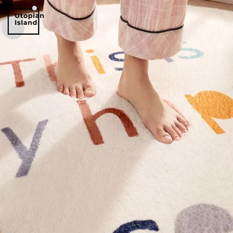 Rainbow Round Carpet Modern Living Room Fluffy Rug Furry Mat For Children Baby Bedroom Carpet Home Carpets Room Kids Fur Rug Mat