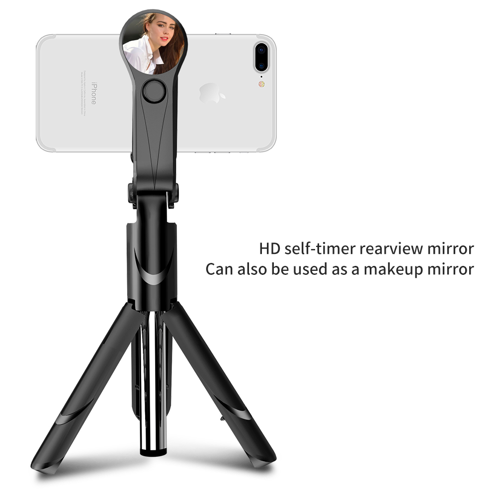 Palo de Selfie Universal con Bluetooth y espejo, Mini trípode inalámbrico, monopié extensible para iPhone, Android y Samsung