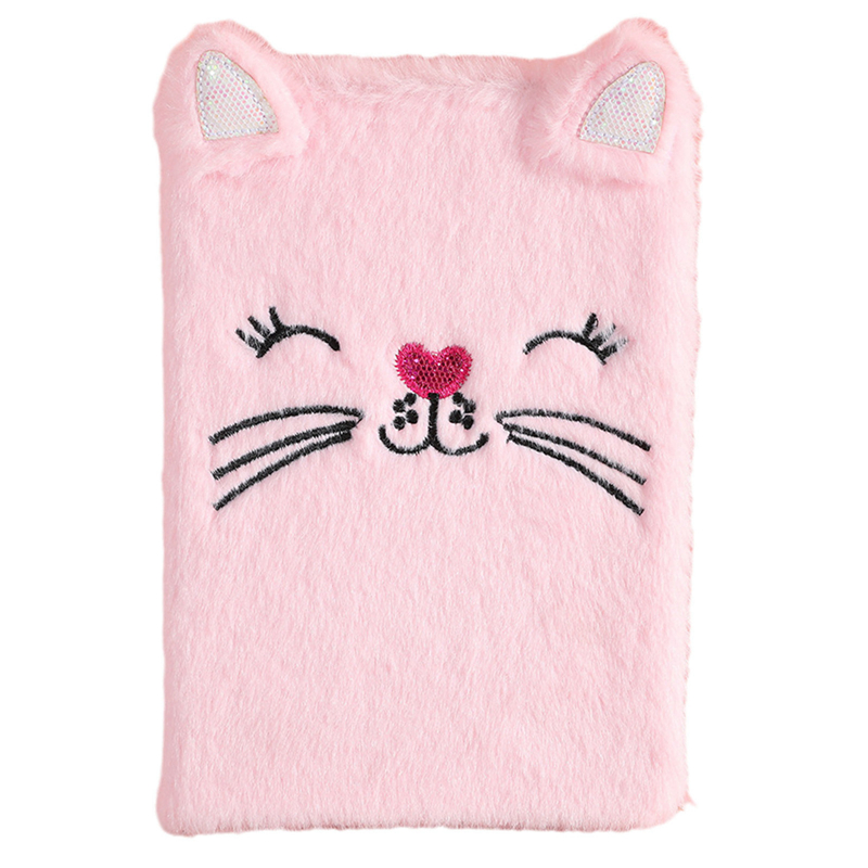Carnet de notes en peluche chat mignon pour filles, Kawaii, pendentif, porte-clés, chats à fourrure, carnet agenda quotidien, carnet de notes, papeterie: 8