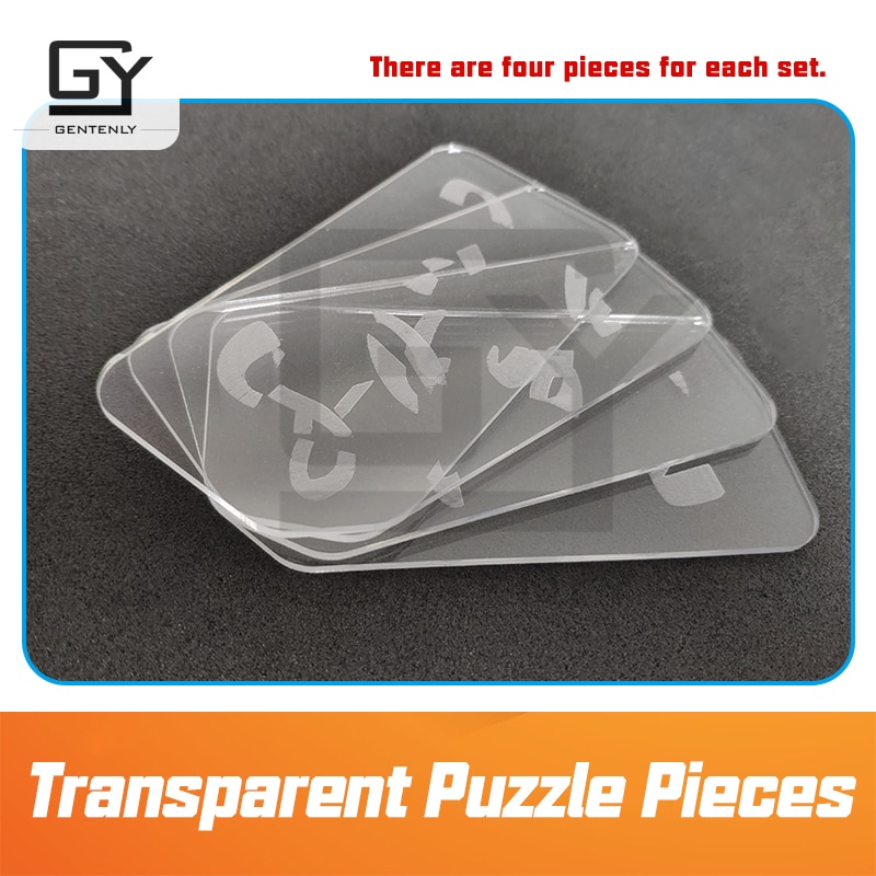 Escape Room Props Acrylic Magic Transparent Cards Real Life Puzzle Game 4 Pieces Stack Display Password Clues Player Adventure